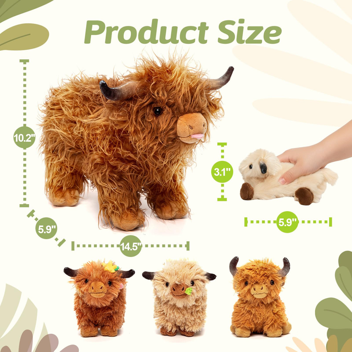 OUOZZZ Highland Cow baby with flower hat encourages nurturing play