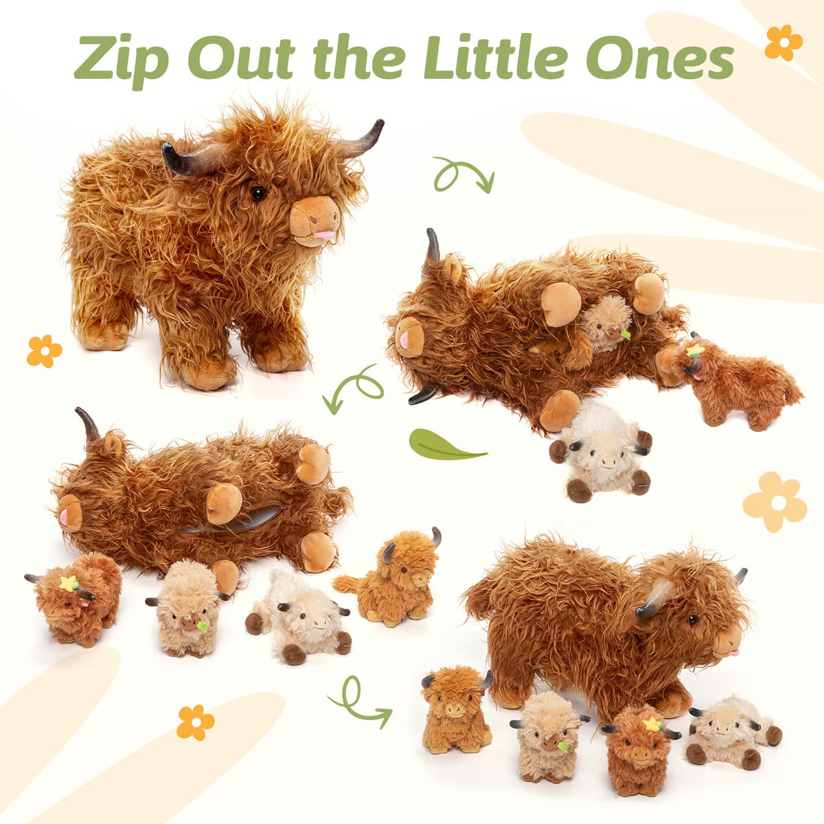 OUOZZZ Highland Cow babies standing and lying to spark imaginative play
