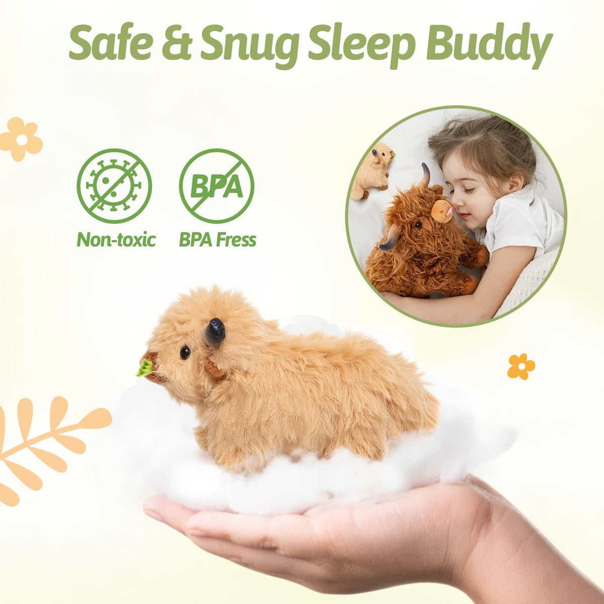 OUOZZZ Highland Cow plush fabric is soft and skin-friendly