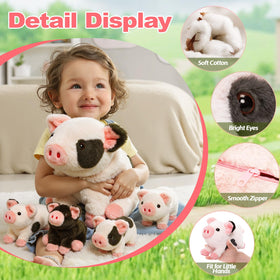 OUOZZZ unzip action reveals piglets for interactive family storytelling.