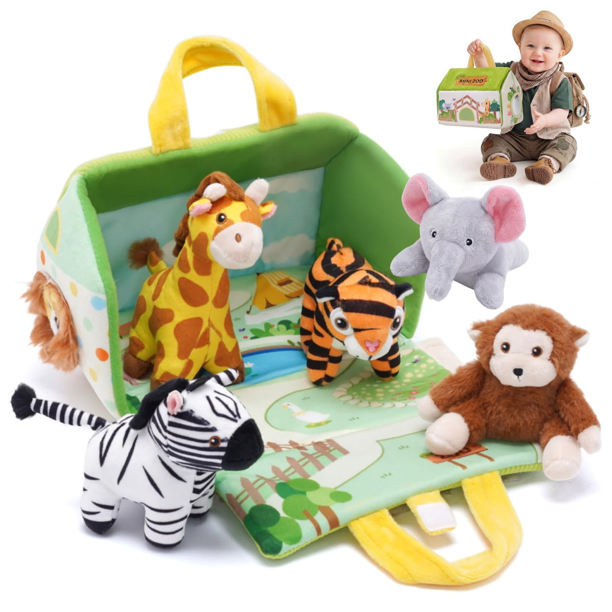 OUOZZZ mini zoo tiger plush for toddlers, ideal for cuddling and exploration.