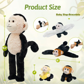 OUOZZZ baby monkey plush tucked inside the mama for peekaboo discovery