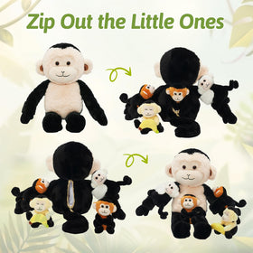 OUOZZZ monkey plush with slap-bracelet babies for interactive play