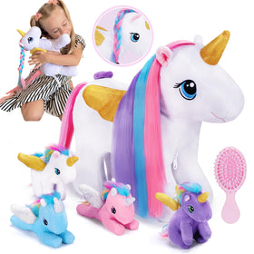 OUOZZZ rainbow unicorn mommy with babies inside for imaginative play and a playful surprise