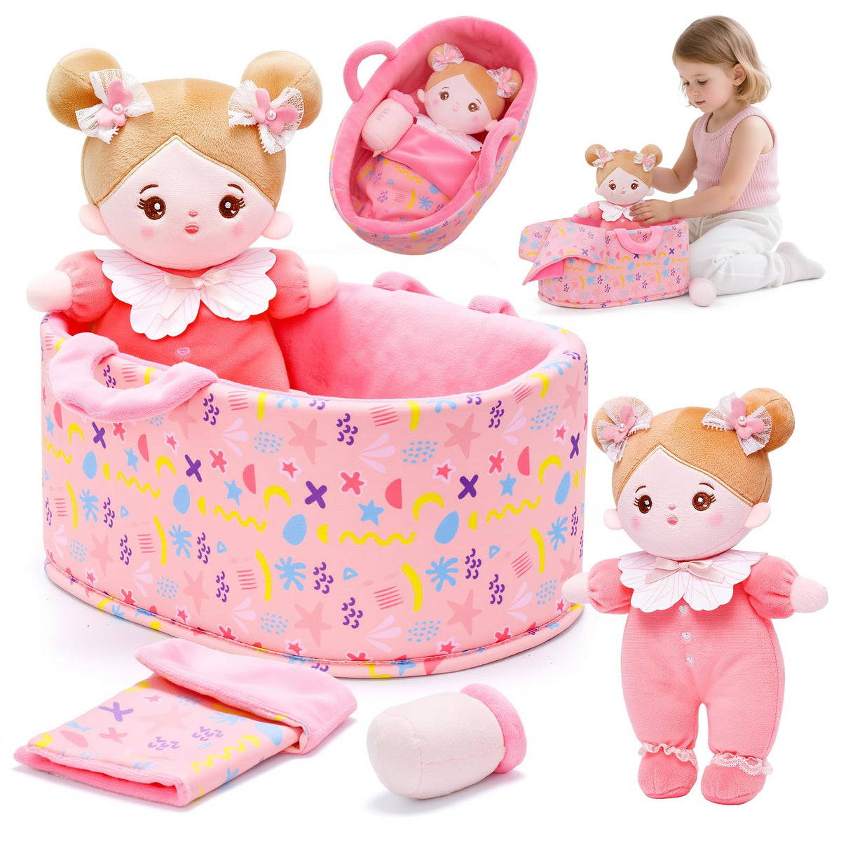 OUOZZZ soft baby doll plush ideal for nurturing play and empathy development