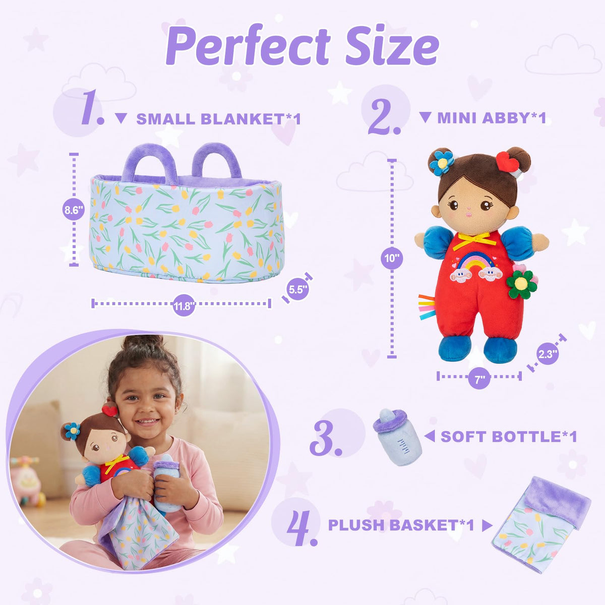 OUOZZZ soft baby doll set bassinet for soothing sleep and caring routines