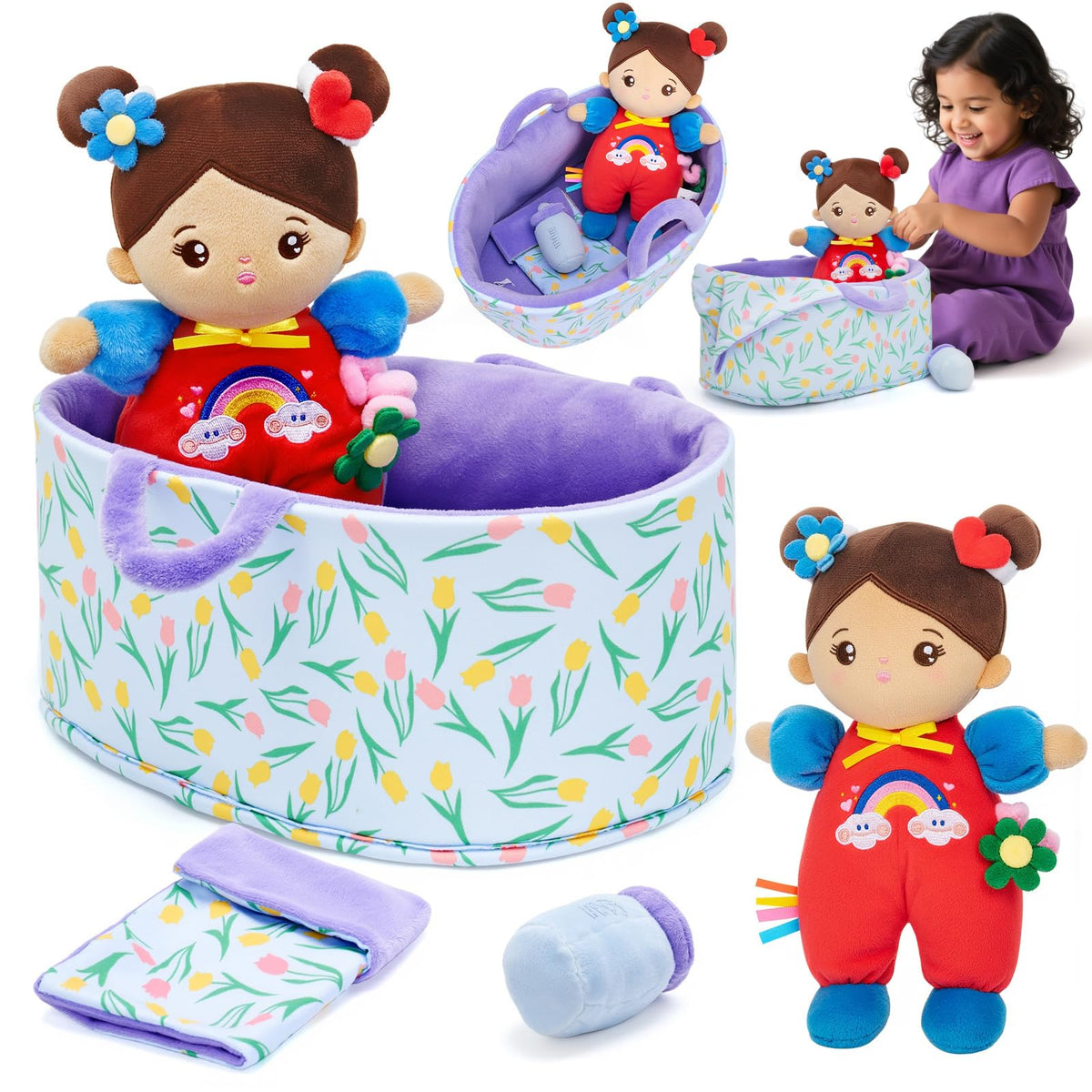 OUOZZZ soft baby doll set with doll for nurturing play and pretend caregiving