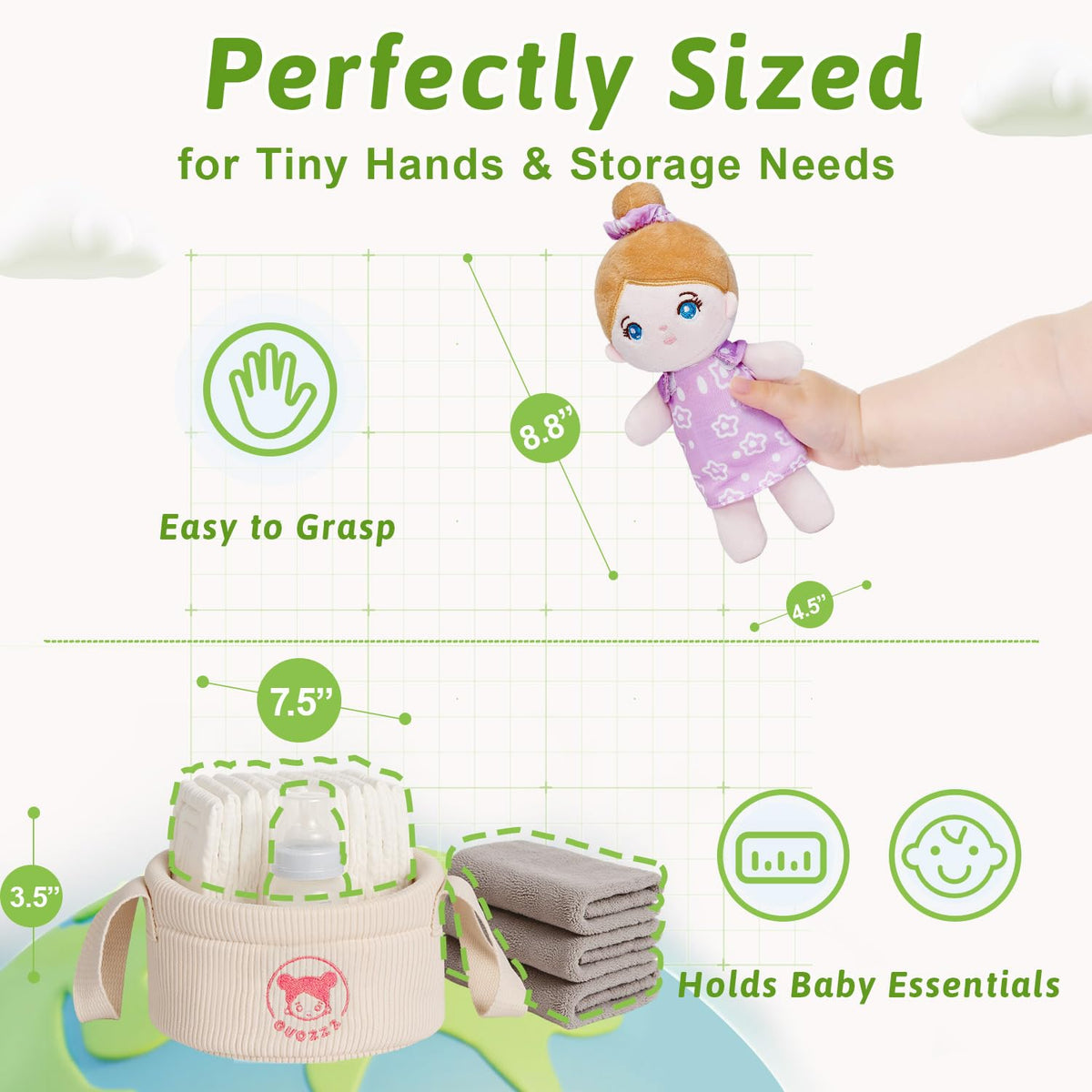 OUOZZZ 8-inch dolls sized for tiny hands for easy handling