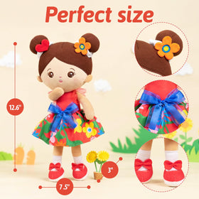 OUOZZZ teething-safe fabric doll material close-up showing safe, cozy textures for tiny hands.