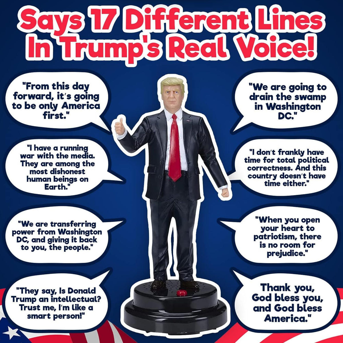 OUR FRIENDLY FOREST Trump figure with button press, crystal-clear audio for laughs