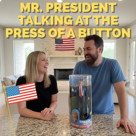OUR FRIENDLY FOREST Donald Trump talking figure in display tube, ready for gifting