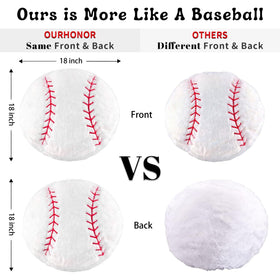 OurHonor Baseball Plush 18-inch close-up fabric texture, ultra-soft and washable
