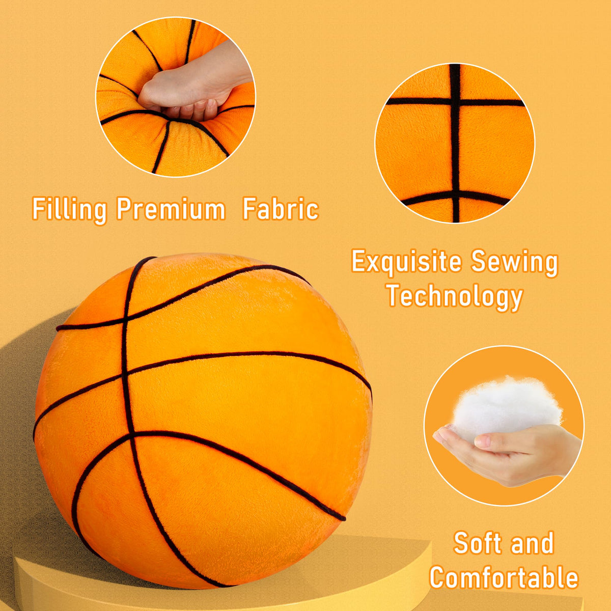 OurHonor basketball pillow close-up fabric emphasizes soft, breathable cover quality.