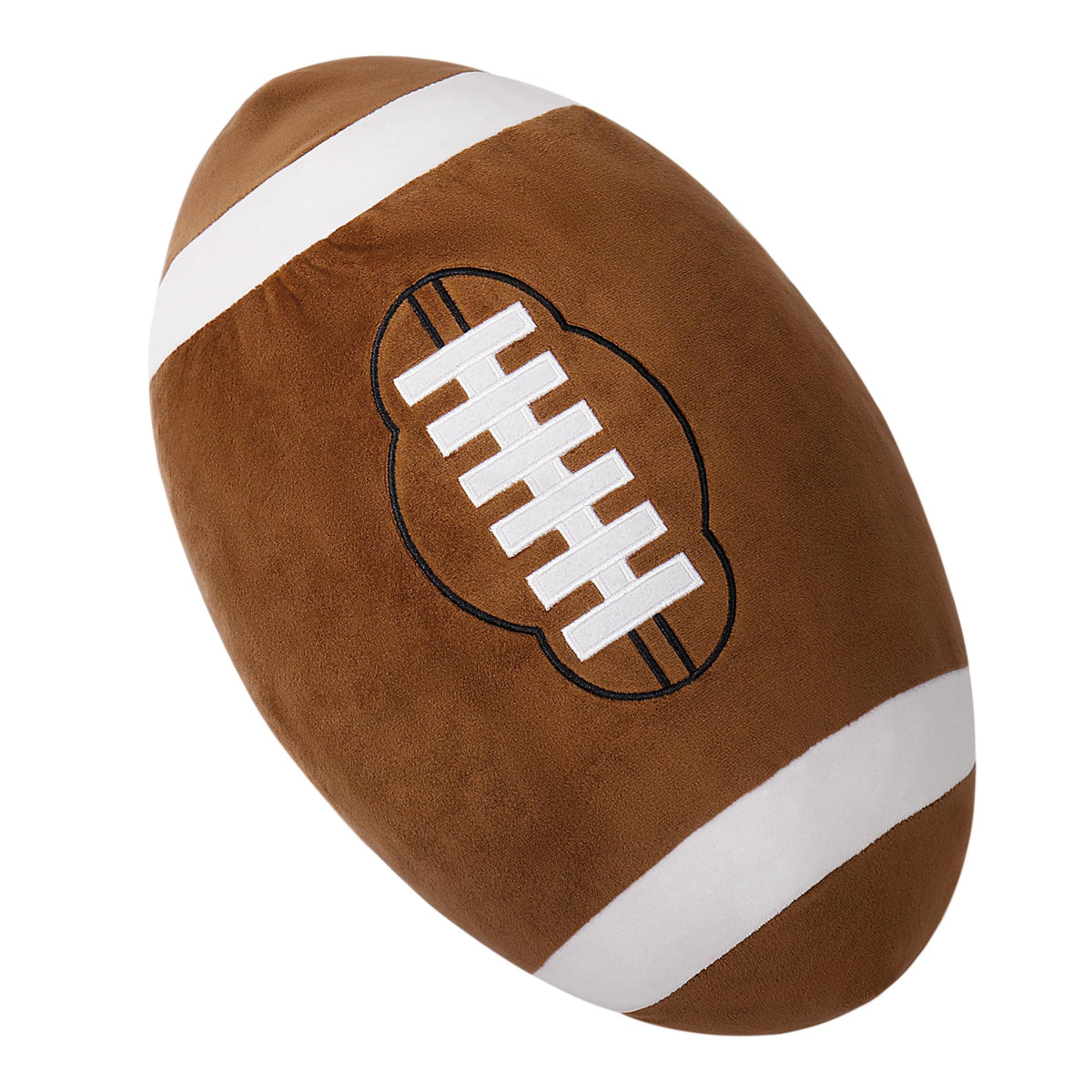 OurHonor Football Plush 18-inch pillow, soft 3D football for cozy play and decor.