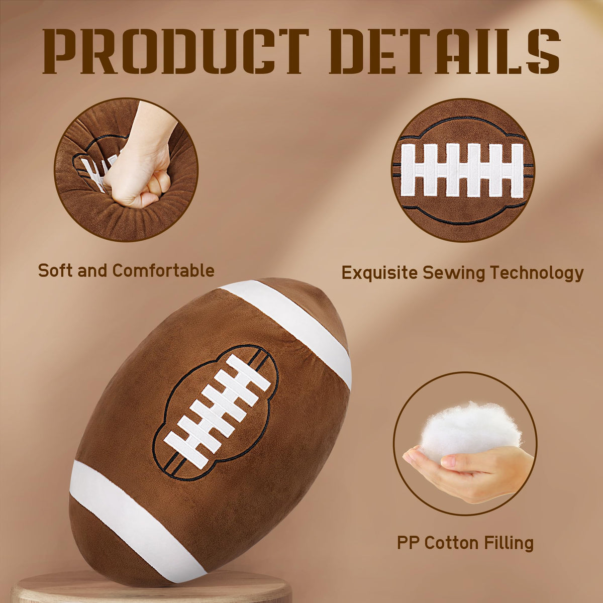 OurHonor Football Plush fabric close-up showing soft, smooth material.