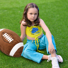 OurHonor Football Plush vacuum-pack tip image showing quick restyle after opening.