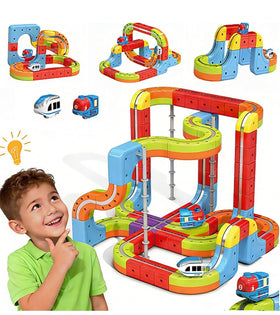 OURSHE Electric Train Set infinity track layout for imaginative play.
