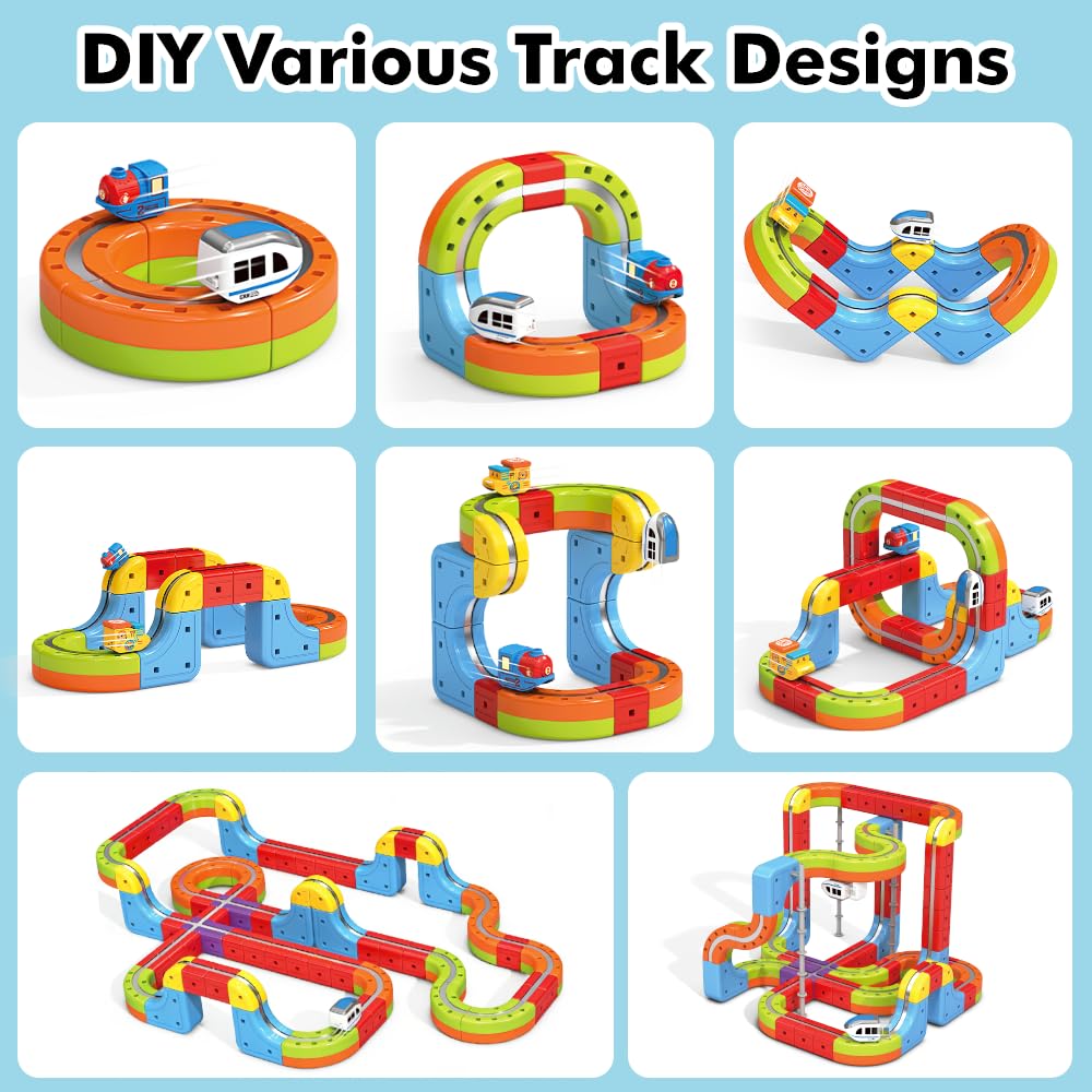 OURSHE Electric Train Set kids assemble for hands-on building fun.