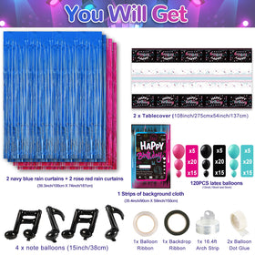 OurWarm blue foil curtain backdrop adds vibrant color and party flair.