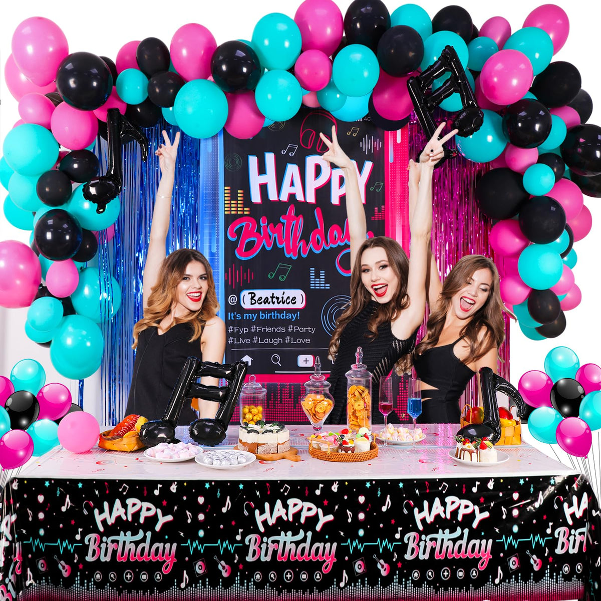 OurWarm rose red foil curtain backdrop creates a dazzling photo wall for celebrations.