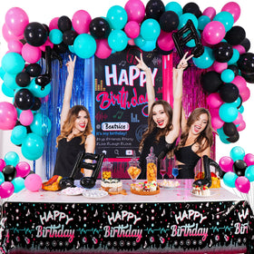 OurWarm rose red foil curtain backdrop creates a dazzling photo wall for celebrations.