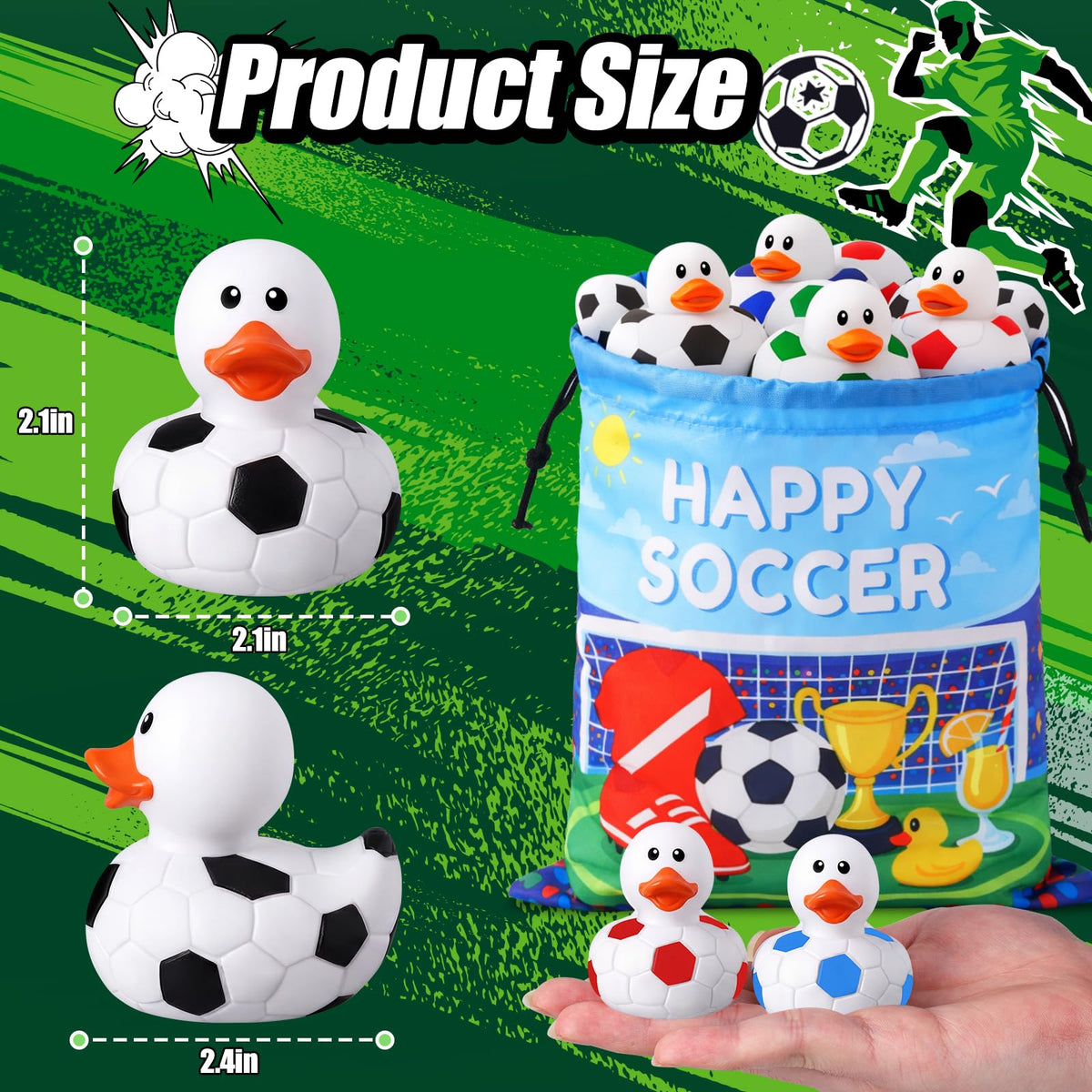 Ouryec soccer ball ducks closeup with vibrant colors for photos