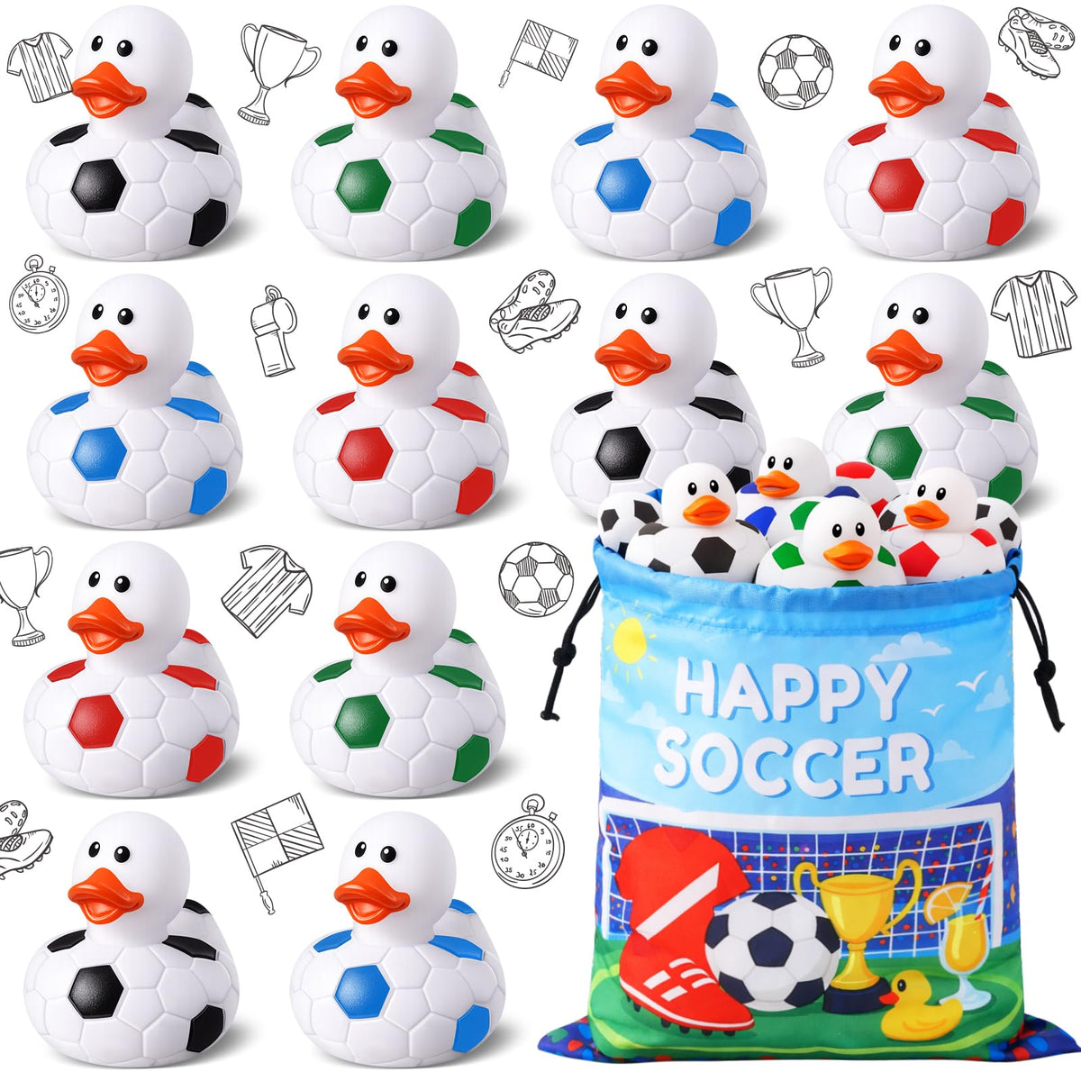 Ouryec soccer-theme rubber ducks in a bag for easy party favors