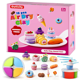 Outivity air-dry clay kit with 12 colors for mess-free, creative projects.