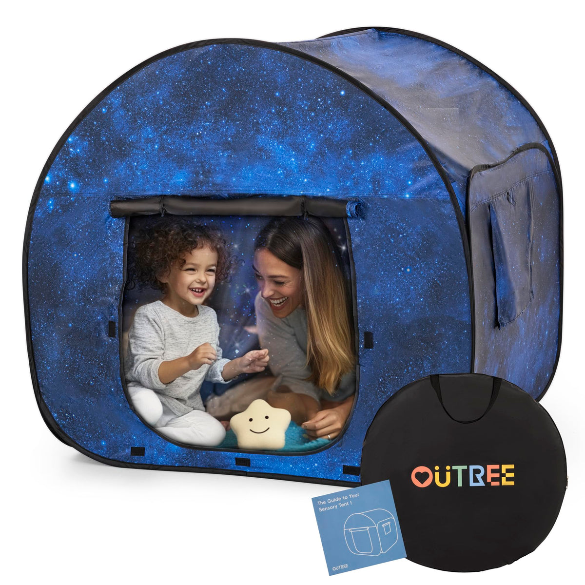 OUTREE Sensory Tent Starry Night print offers a calm play space for kids.