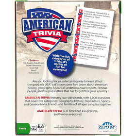 Outset Media American Trivia Game features 1,000 questions to challenge families.