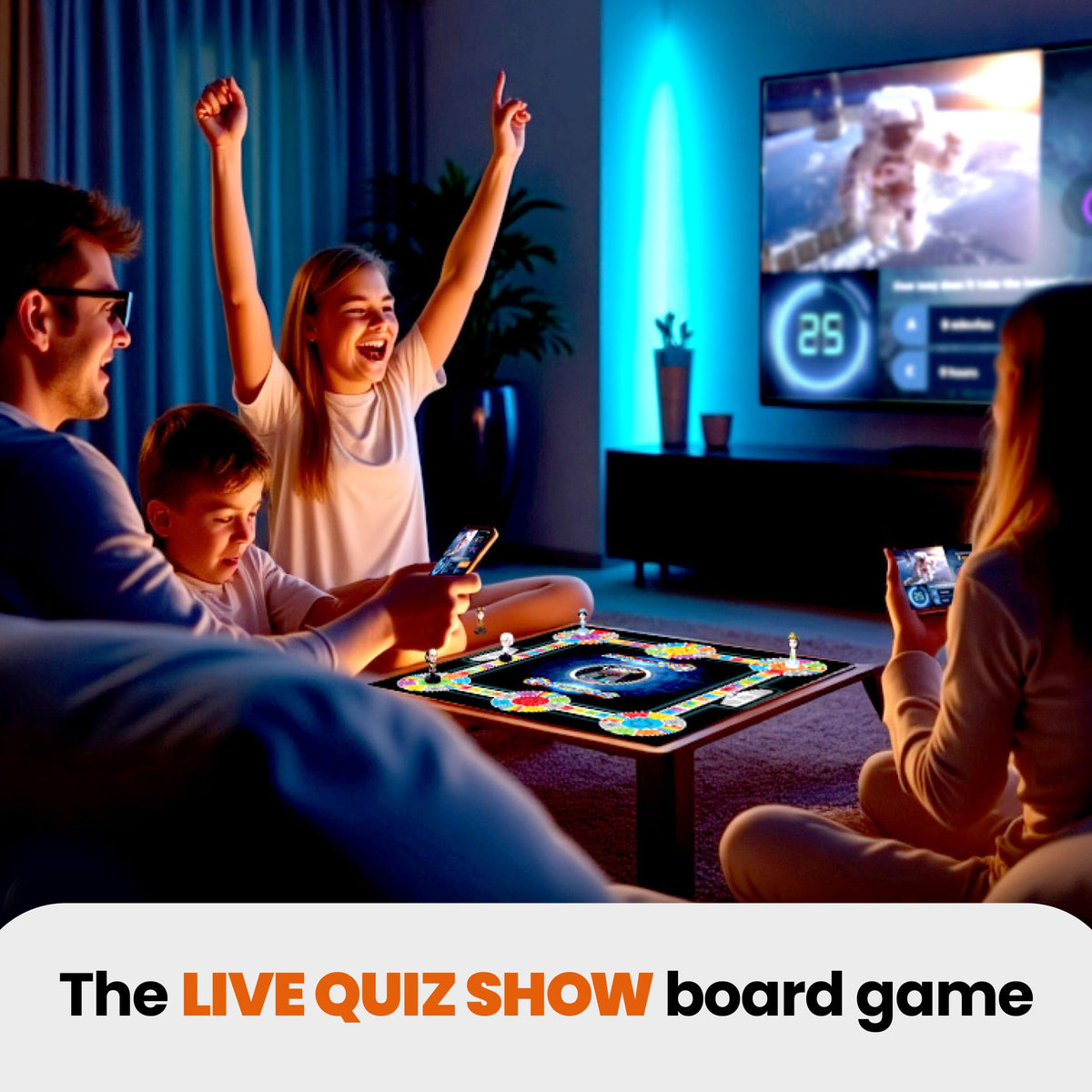 Outsmarted-family-playing: players of all ages enjoy adaptive questions.