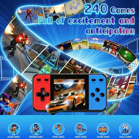 OUTUO Retro handheld console screen close-up showing a bright 3.0-inch display.