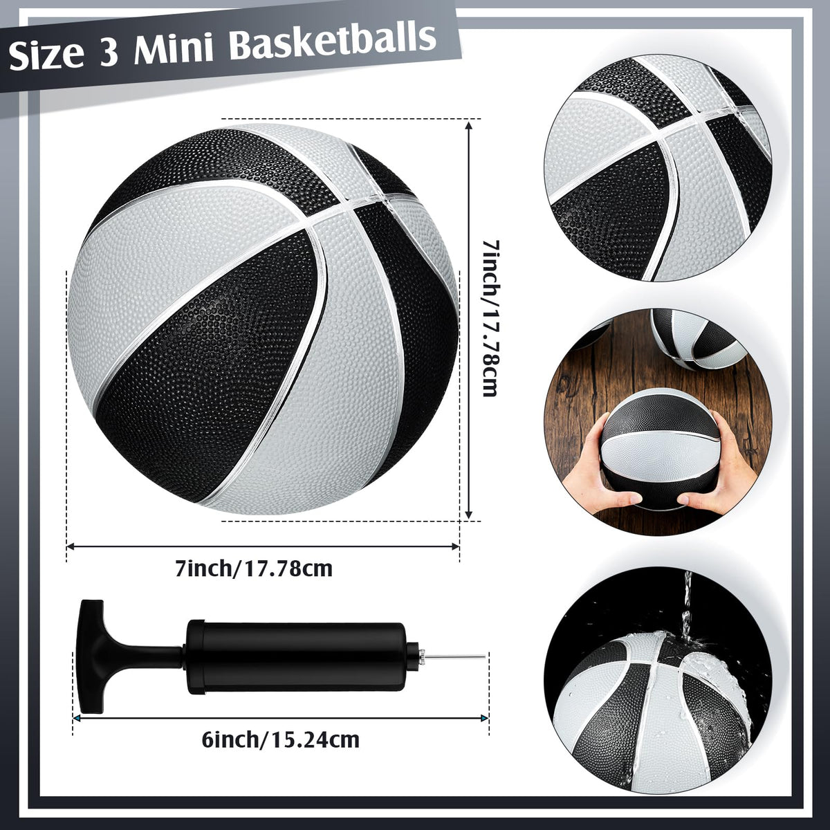 Outus ball pump with 3 needles for quick inflation.