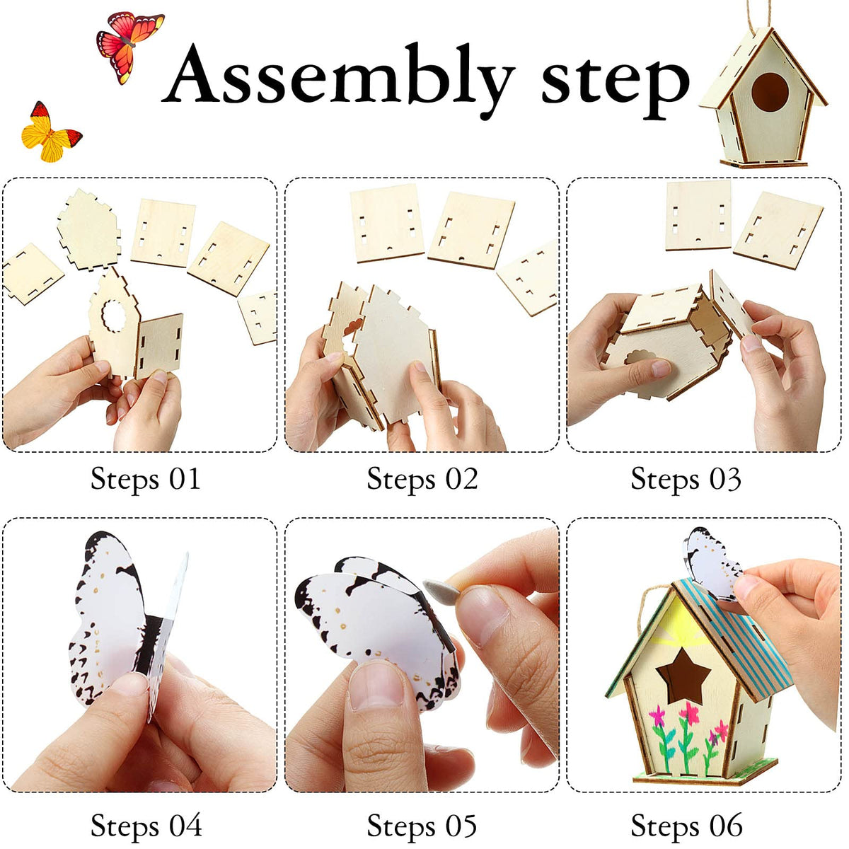 Outus wooden birdhouses, paintable surfaces invite imaginative decoration for personalized room decor.