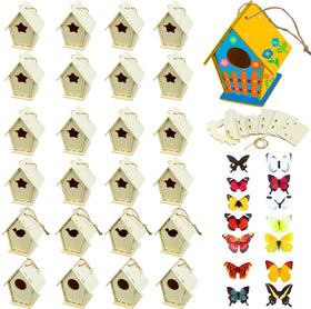 Outus birdhouse kit four shapes, easy-to-assemble for colorful kids' crafts at home.