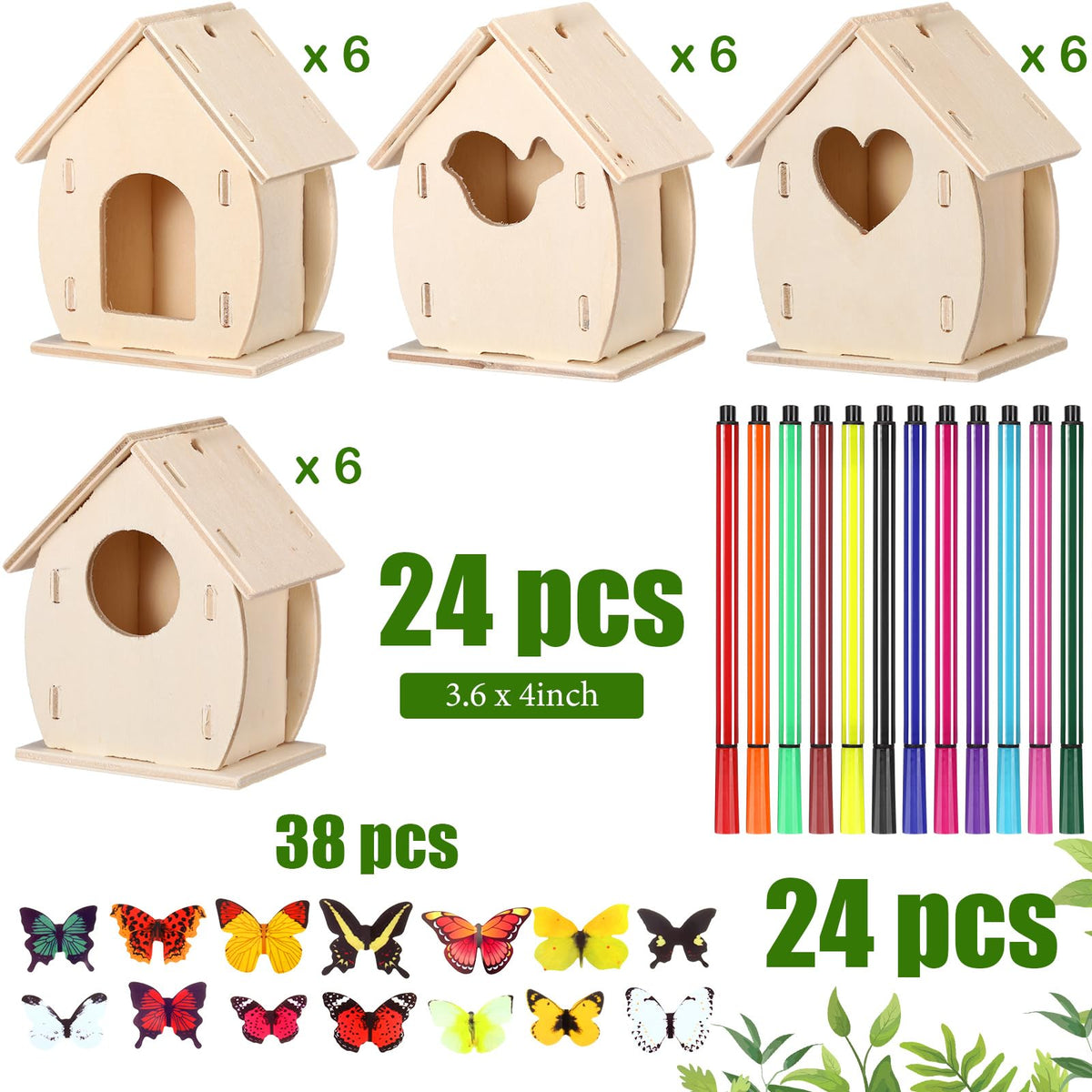 Outus four shape birdhouse kit for varied room display after painting