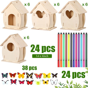 Outus four shape birdhouse kit for varied room display after painting