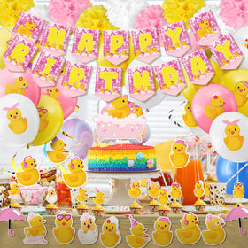 Outus hanging swirls create dynamic movement for party decor.