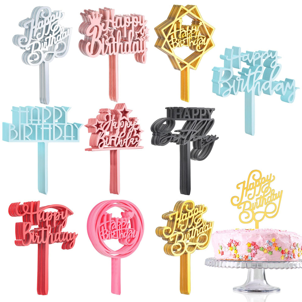Outus 150-piece birthday cake toppers set for elegant cake styling.