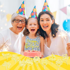 Outus happy birthday toppers heart design, gold tone, charming topper for festive displays.