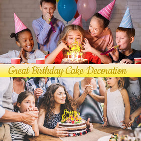 Outus happy birthday toppers assorted fonts design, gold tone, varied styles for personalized cakes.