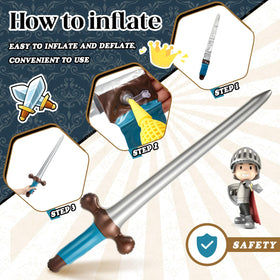 Outus blue inflatable swords pack for group themes and prizes.