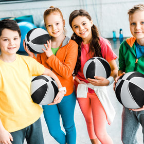 Outus thick wall rubber basketball close up shows durability.