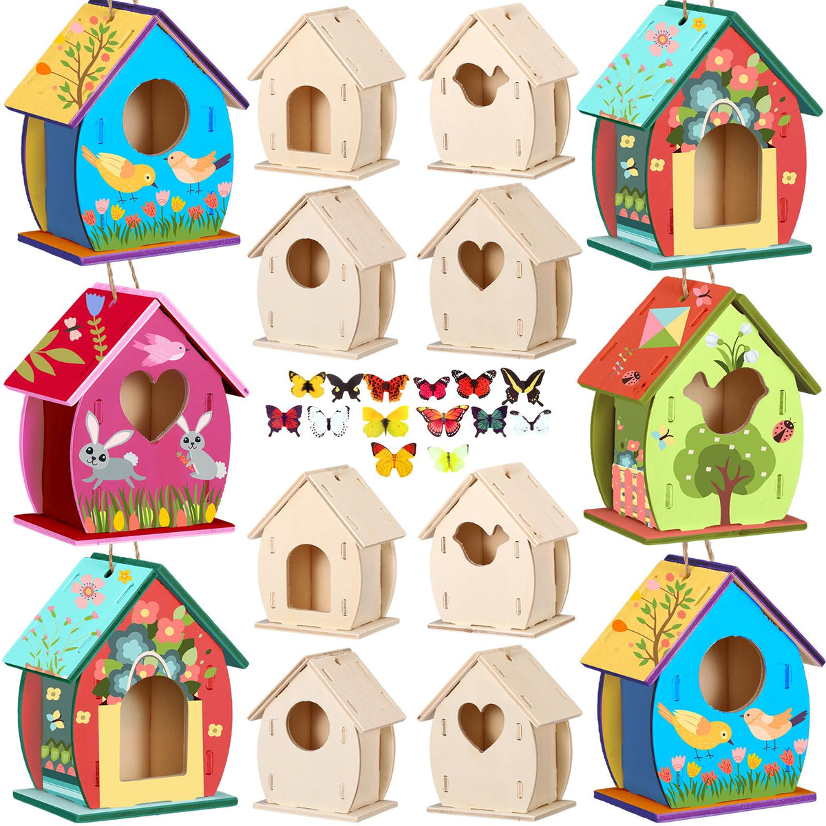 Outus wooden birdhouse kit, 24 pieces, ready for painting and decorating