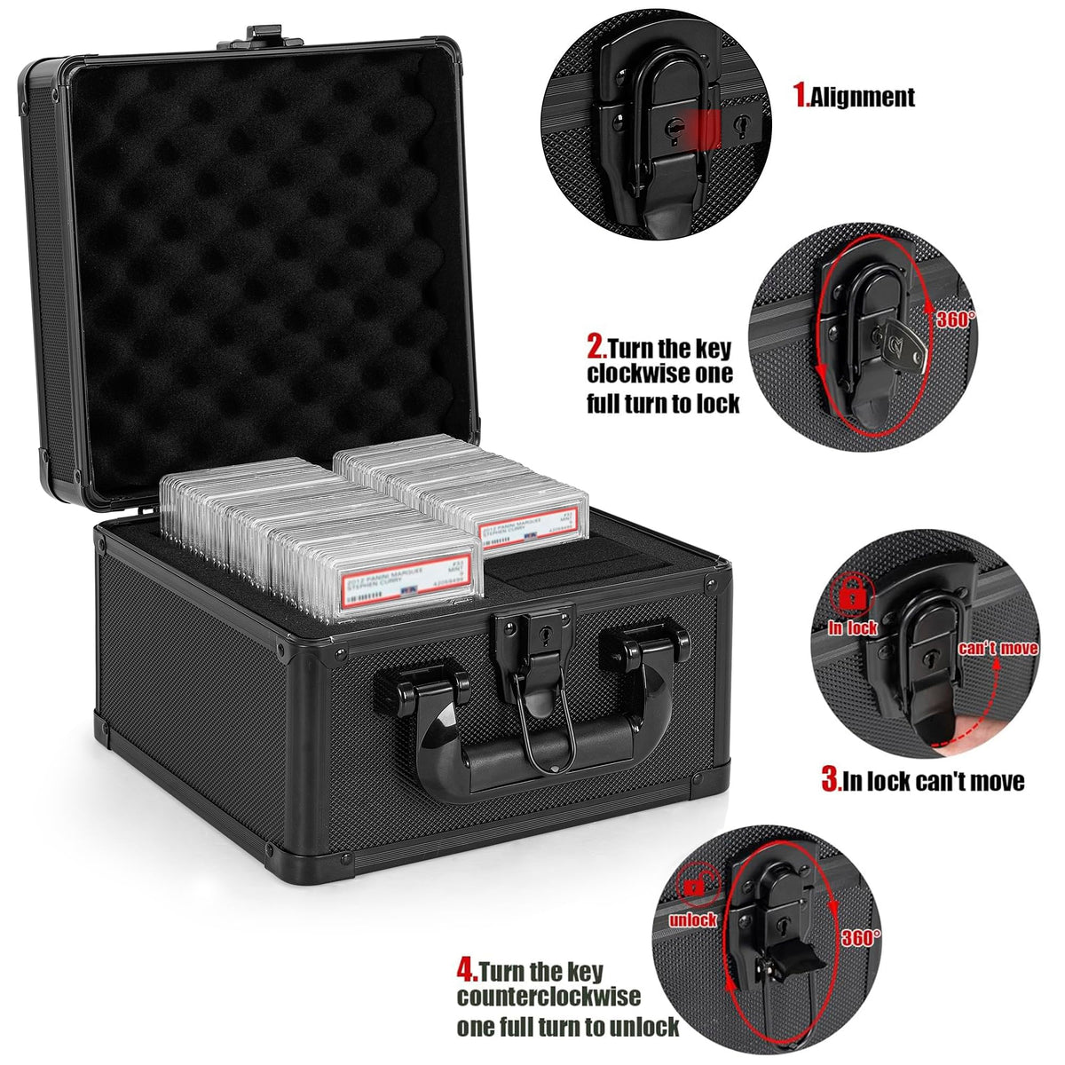 OUUTMEE graded card case secure lock ensures safe access