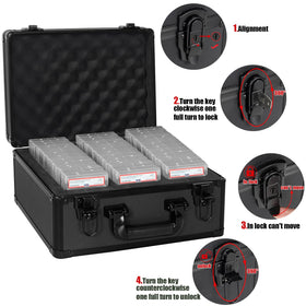 OUUTMEE graded card case side view showing compact, stack-friendly design