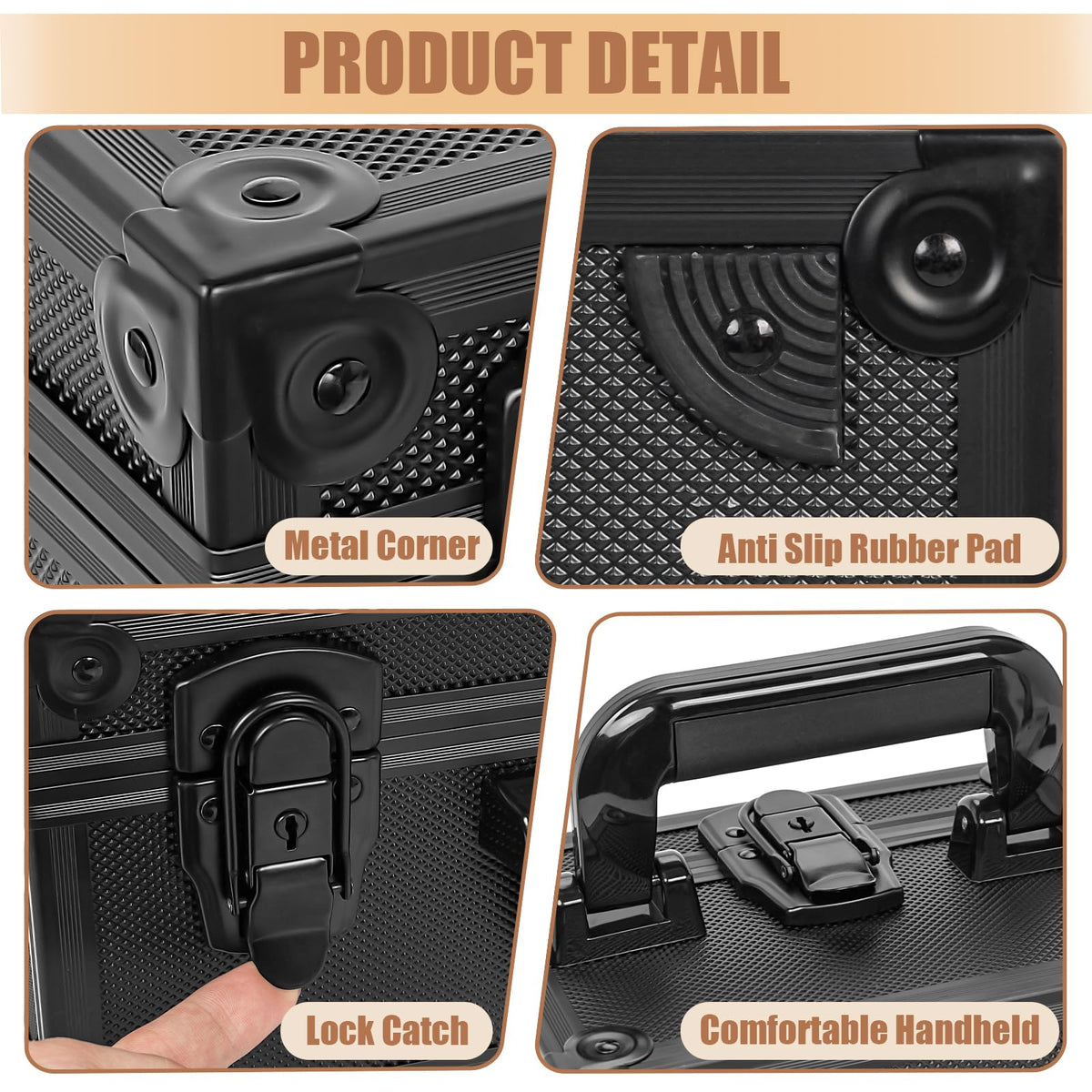 OUUTMEE black aluminum-look case adds a stylish, durable feel.