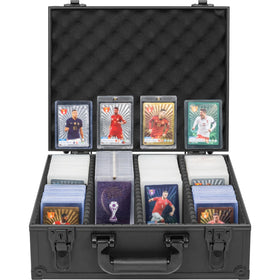 OUUTMEE Toploaders storage box exterior in black with a durable aluminum look for protection