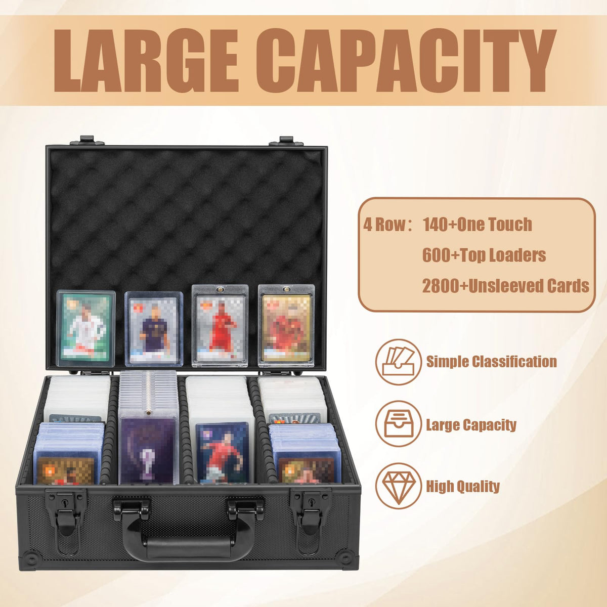OUUTMEE foam partitions show organized compartments for 3x4 toploaders