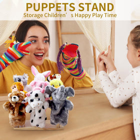 Ouvibor puppet-tree display with natural wood finish enhances classroom decor